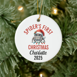 Jumping Spider's First Christmas 2025 Ceramic Ornament