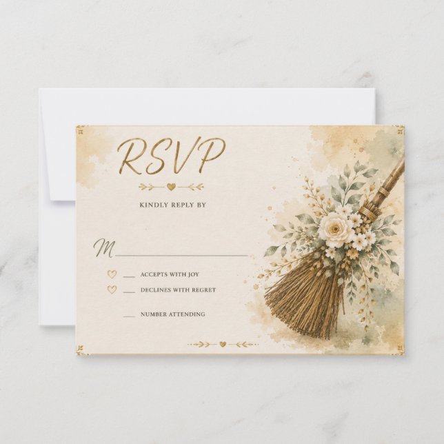 Jumping the Broom Wedding RSVP Card (Front)