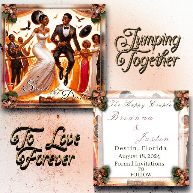 Jumping Together To Love Forever Wedding Save The Date (Creator Uploaded)