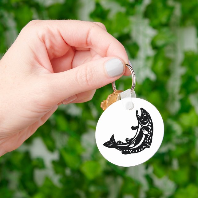 Jumping Trout Fish Silhouette Keychain (Creator Uploaded)