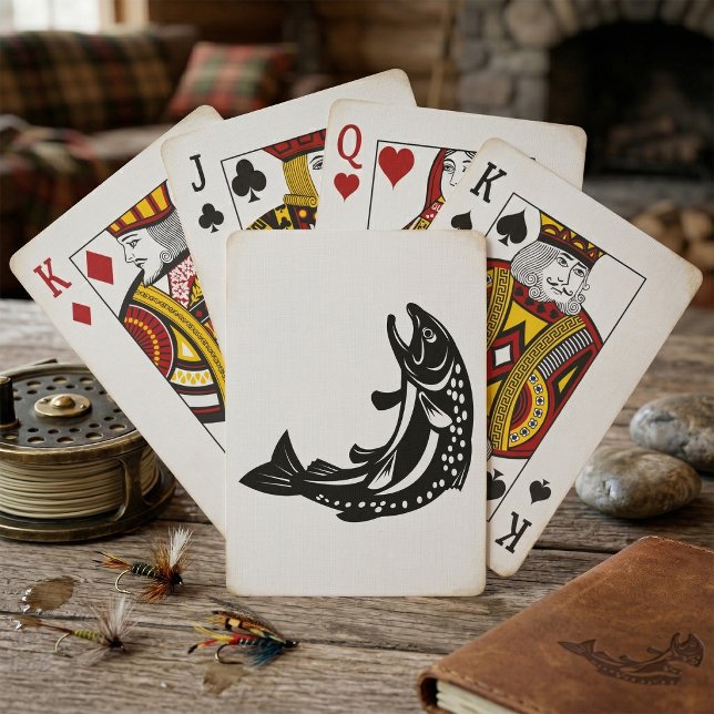 Jumping Trout Fish Silhouette Playing Cards (Creator Uploaded)