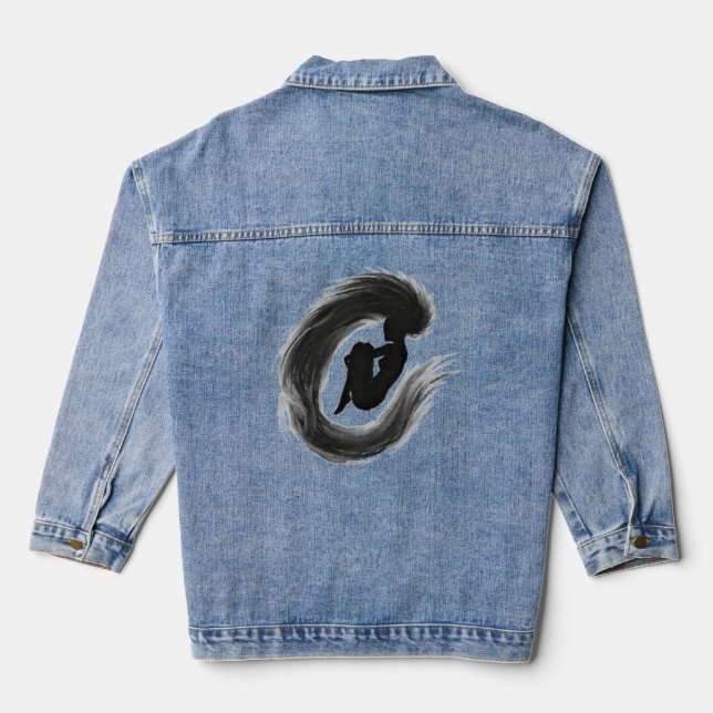 Jumping Woman Emotions Denim Jacket (Back)