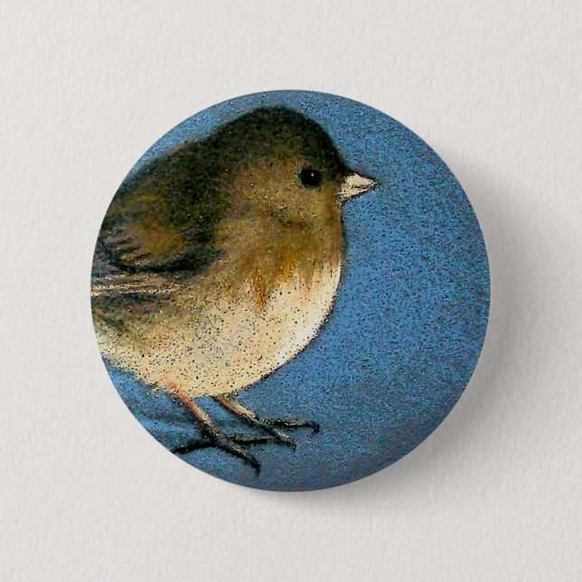 JUNCO BIRD DRAWING 2 INCH ROUND BUTTON (Front)