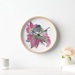 Junco Bird Watercolor Wall Décor Clock