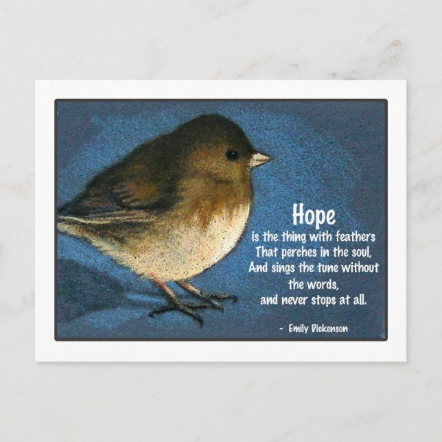 JUNCO BIRD WITH SAYING POSTCARD (Front)