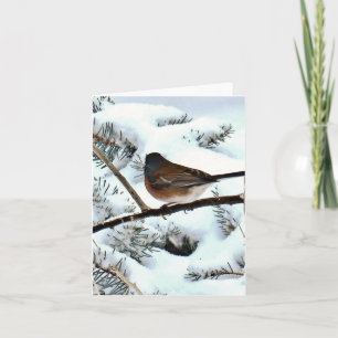 Junco in Snow, 4" x 5.6" Folded Blank Card