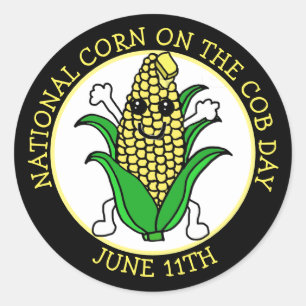 June 11th is National Corn on the Cob Day Classic  Round Sticker