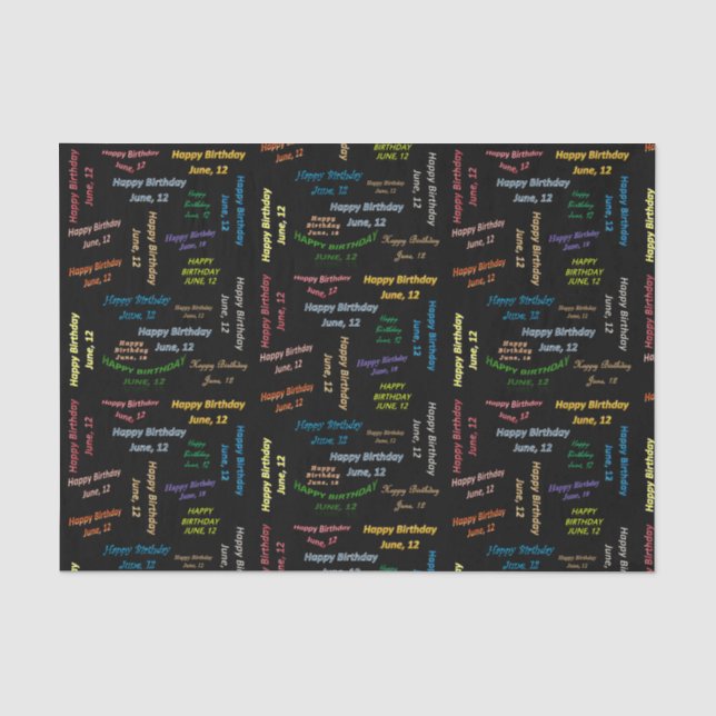 June, 12 Birthday Tissue Paper (Front)