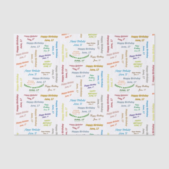 June, 17 Birthday Tissue Paper (Front)