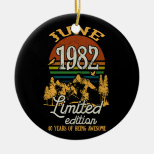 June 1982 Sunset 40 Years Old 40th Birthday Ceramic Ornament