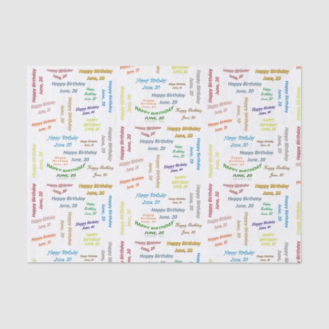 June, 20 Birthday Tissue Paper (Front)