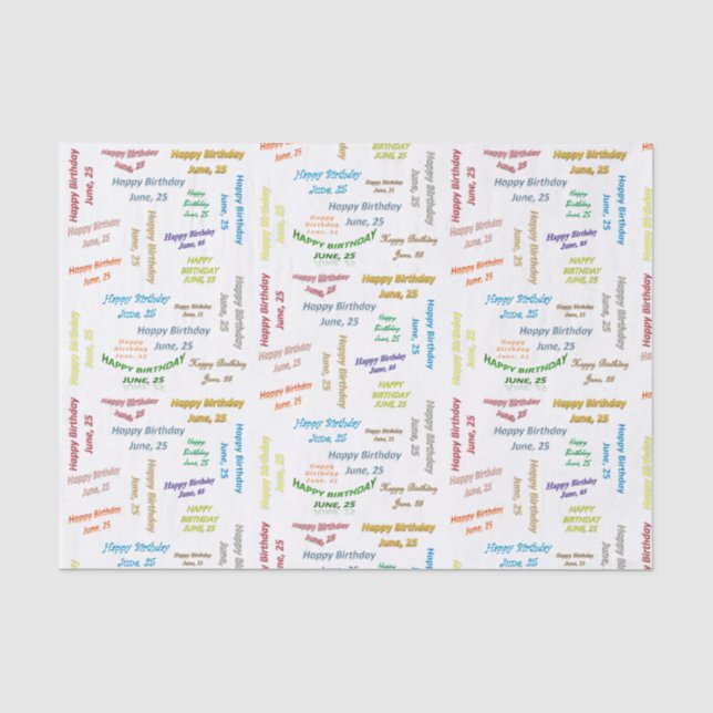 June, 25 Birthday Tissue Paper (Front)