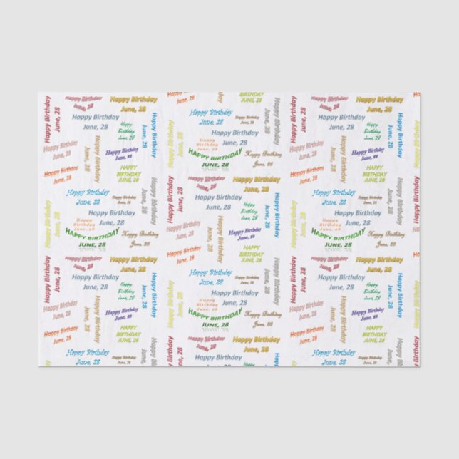 June, 28 Birthday Tissue Paper (Front)