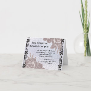 June Alexandrite & Pearl Birthstone Card