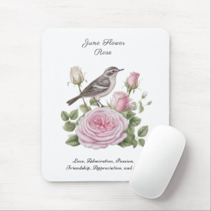 June Birth Month Flower Rose Elegant Birthday Mouse Pad
