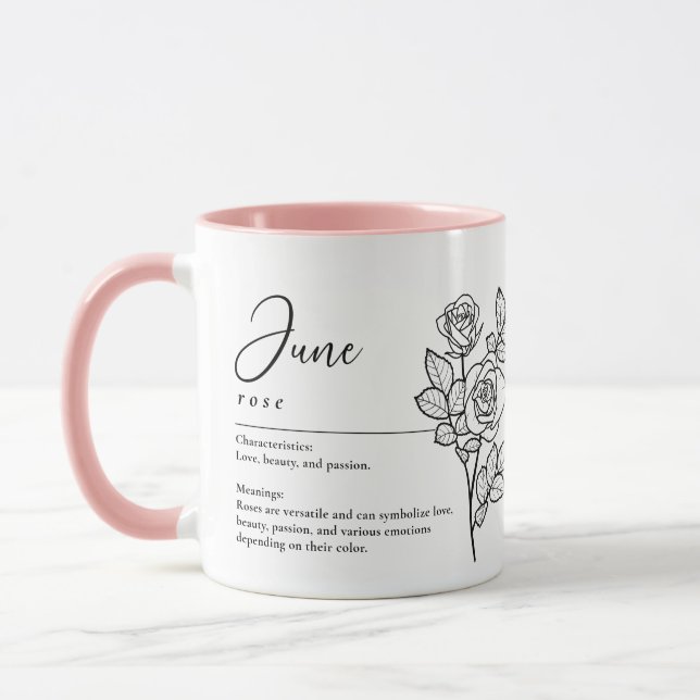 June Birth Month Flower Rose Minimalist Mug (Left)