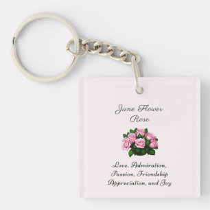 June Birth Month Flower Rose Timeless Floral  Keychain