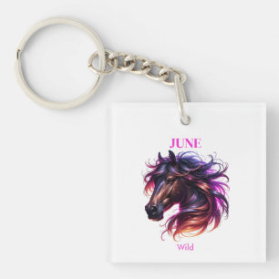 June Birth Month Spirit Animal Horse  Keychain