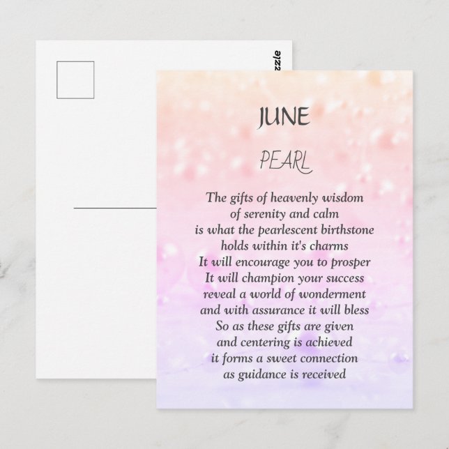 June birthday birthstone Pearl  Postcard (Front/Back)
