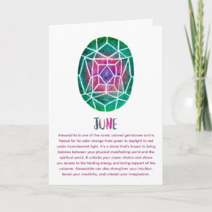June Birthstone Alexandrite Birthday Watercolor Card