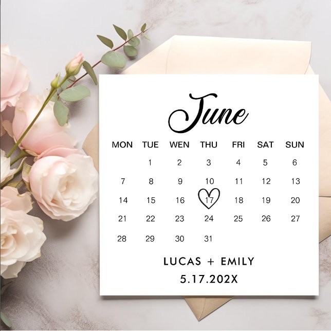 June Calendar Dark Black Wedding Napkin (Creator Uploaded)