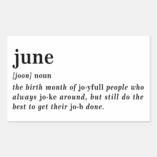 June Definition Birthday Sticker