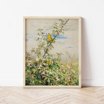 June | Fidelia Bridges Poster<br><div class="desc">June (1876) by Fidelia Bridges (American, 1834–1923) is a delicate and lyrical celebration of nature’s quiet beauty. This finely detailed landscape features vibrant yellow birds—likely goldfinches—perched among tall wildflowers and grasses in full summer bloom. Bridges, one of the few prominent female artists of her time, was renowned for her sensitive...</div>