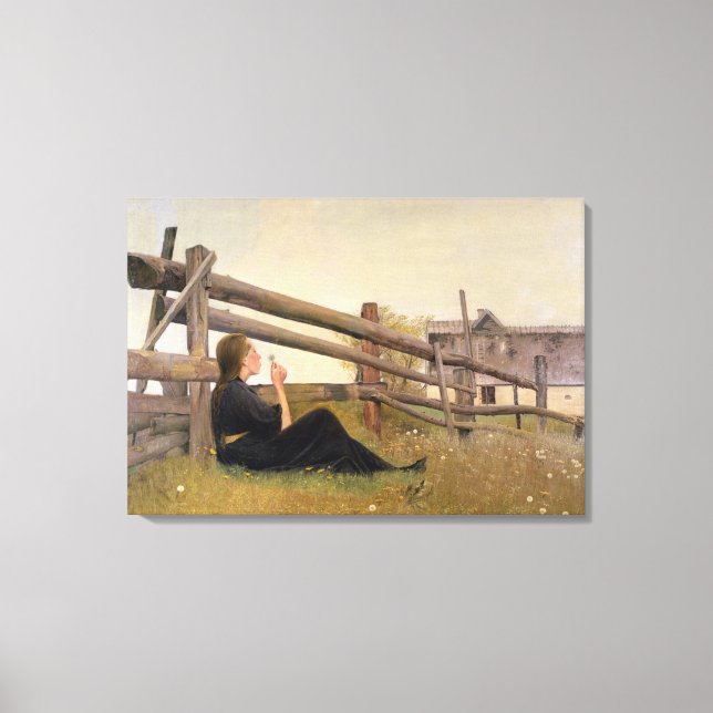 June. Girl Blowing Dandelion Seeds, 1899 Canvas Print (Front)