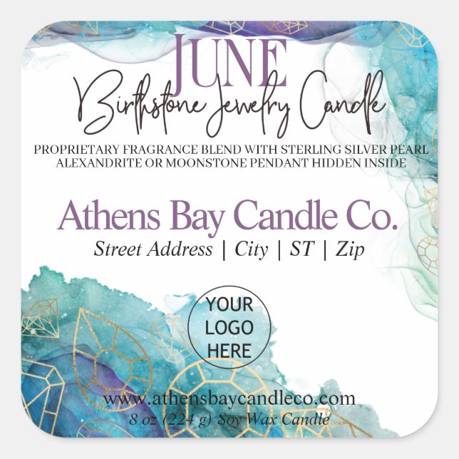 June Hidden Jewellery Candle Product Label (Front)
