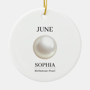 June Pearl Birthday Ceramic Ornament