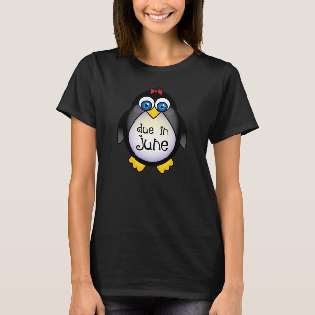June Pregnancy Penguin Maternity Tshirt (Front)