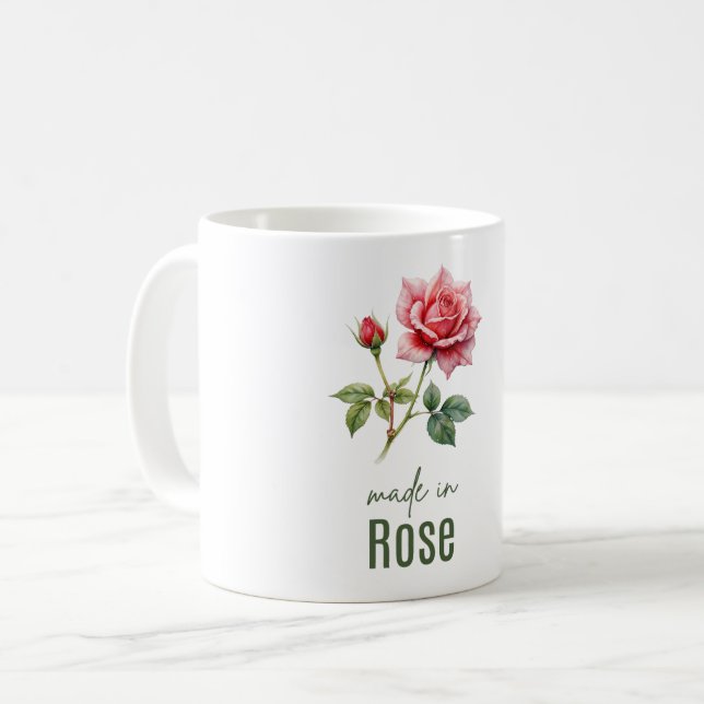 June Rose Birth Flower Flat Thank You Cup (Front Left)