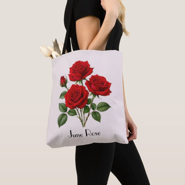 June Rose Flowers Tote Bag (Close Up)