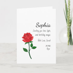 June Rose Personalized Birthday Card