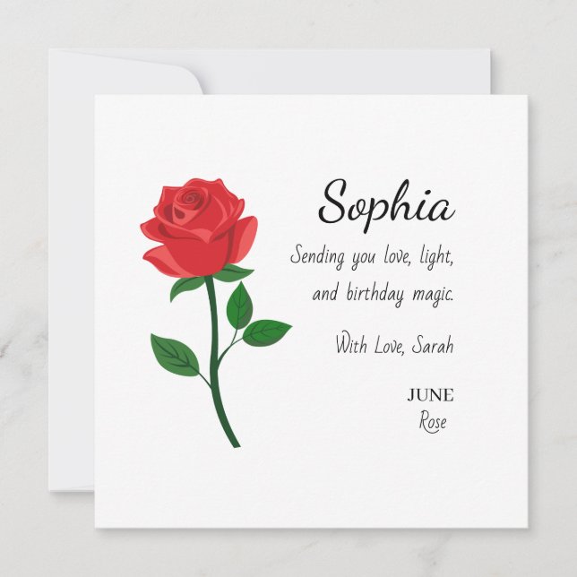 June Rose Personalized Birthday Card (Front)