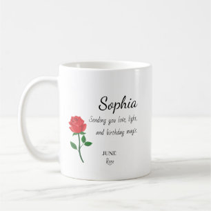 June Rose Personalized Birthday Coffee Mug