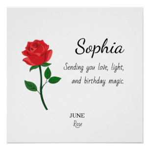 June Rose Personalized Birthday Poster