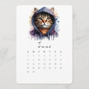 June Stand-Alone Calendar Kitty Cat Splash Art Menu