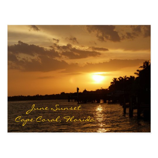 June Sunset in Cape Coral, Florida Postcard