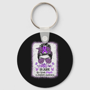 June We Wear Purple Alzheimerheimer Awareness Mess Keychain