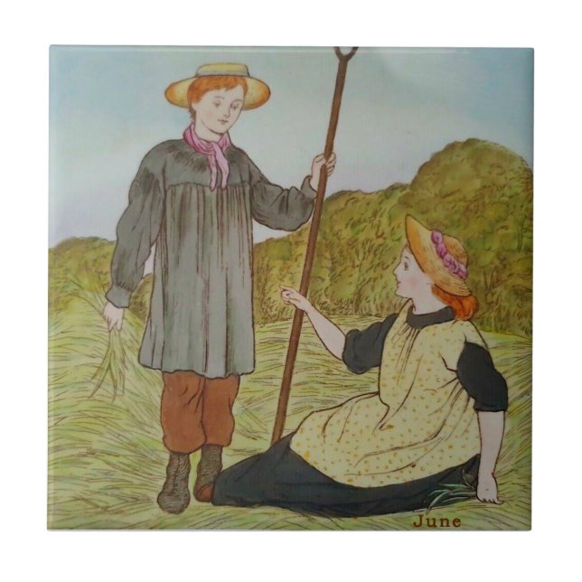 June Wedgwood Months of Year Hand Coloured Repro Tile (Front)