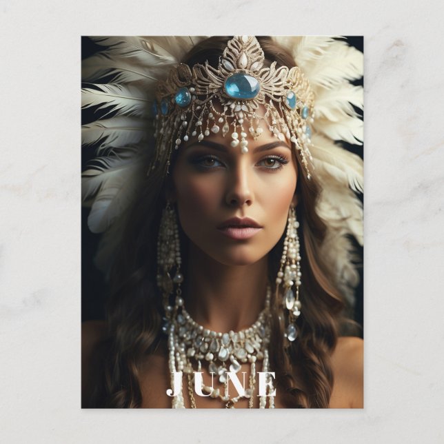 *~ JUNE Woman BIRTHDAY PEARLS Boho AP53 Postcard (Front)
