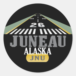 Juneau Alaska - Airport Runway Classic Round Sticker