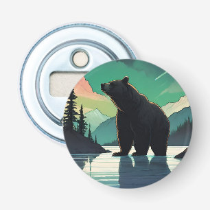 Juneau Alaska grizzly bear aurora northern lights  Bottle Opener