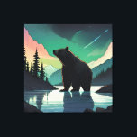 Juneau Alaska grizzly bear aurora northern lights  Canvas Print<br><div class="desc">This Alaskan grizzly bear Tee Shirt is a great gift idea for residents, tourists, and visitors of this beautiful state. Featuring grizzly bears in Juneau Alaska glacier looking at the sky aurora northern lights surrounded by forest trees, mountains, and wild nature graphic. Perfect vacation travel souvenir t shirt for a...</div>