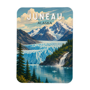 Juneau Alaska Illustration Travel Art Vintage Magnet