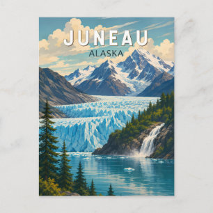 Juneau Alaska Illustration Travel Art Vintage Postcard