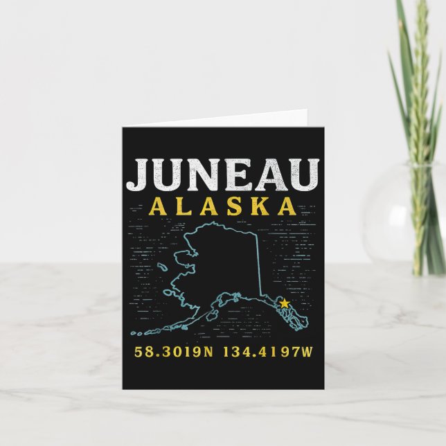 Juneau Alaska Map Coordinates, Travel  Card (Front)