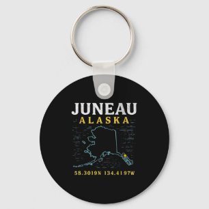 Juneau Alaska Map Coordinates, Travel  Keychain