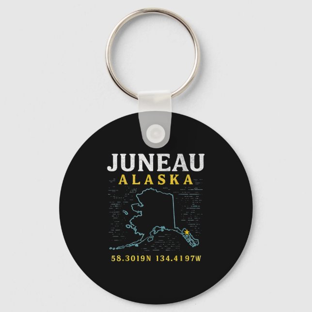 Juneau Alaska Map Coordinates, Travel  Keychain (Front)